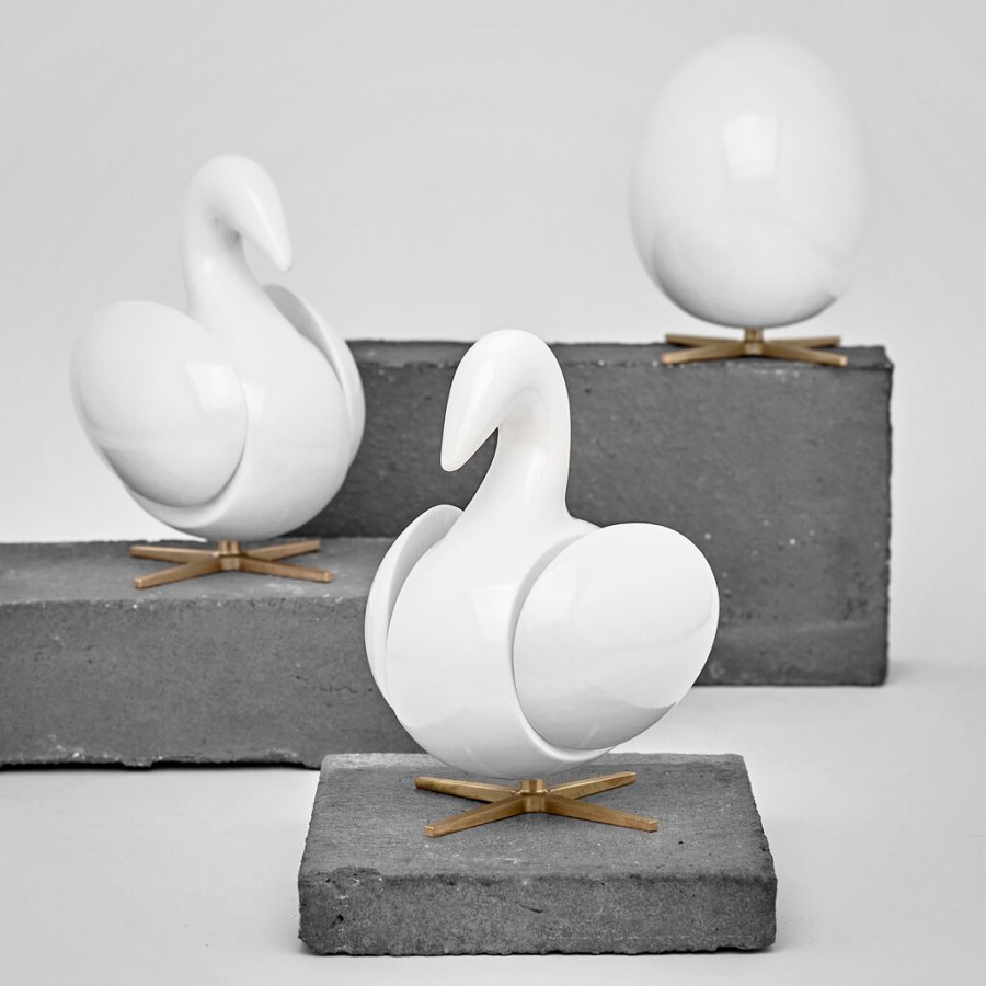 Brainchild The Swan-Figur 12,5 cm, Wei / Messing