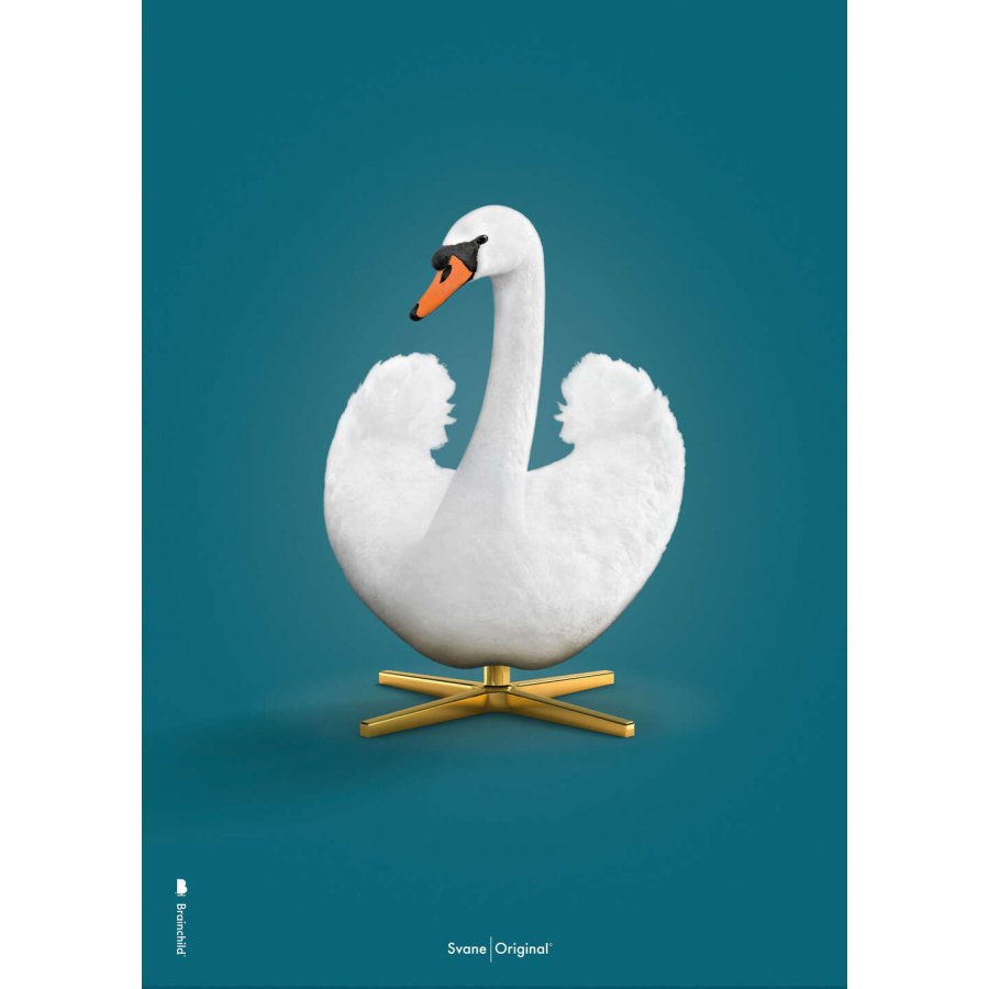 Brainchild White Swan Poster A5, Petroleumblau