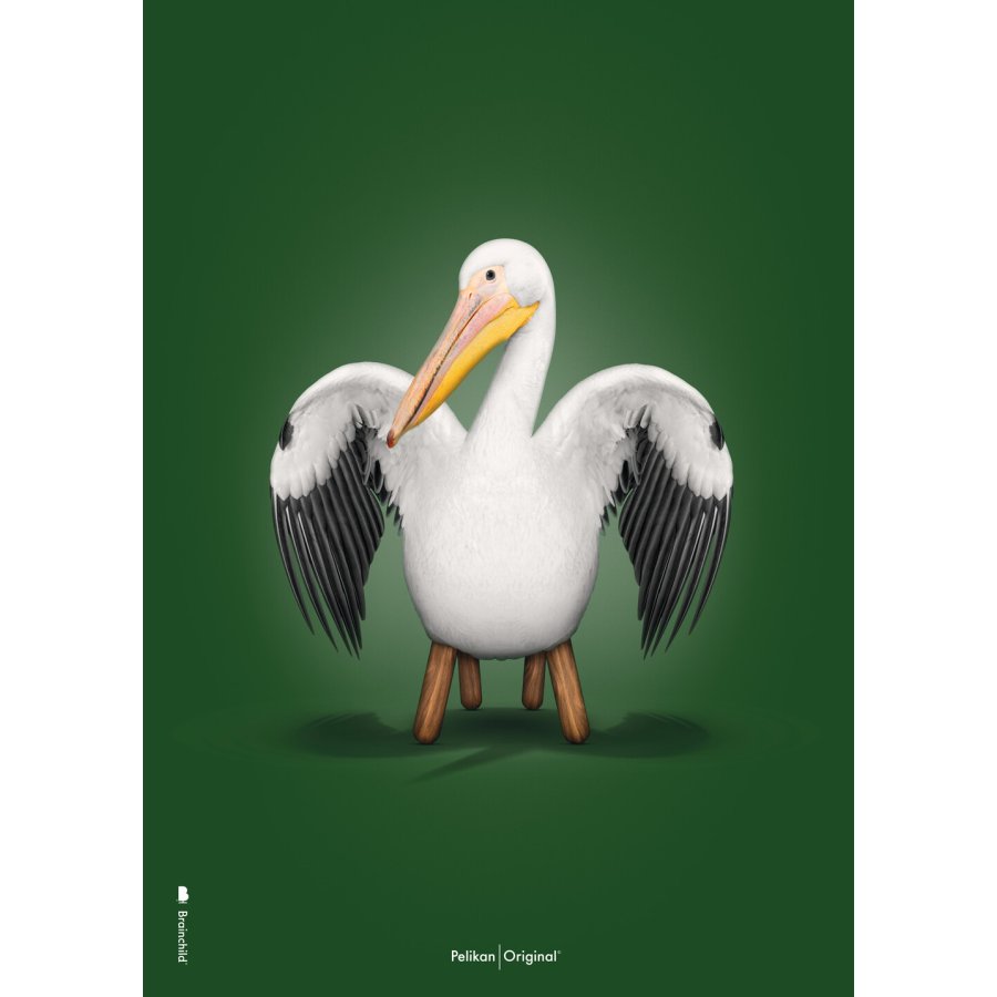 Brainchild Pelikan Plakat 50x70 cm, Grøn