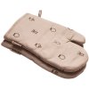 Brainchild Topfhandschuh, Beige mit brauner Stickerei