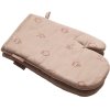 Brainchild Topfhandschuh, Beige mit rosa Stickerei