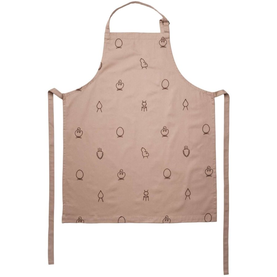 Brainchild Schrze, Beige mit brauner Stickerei