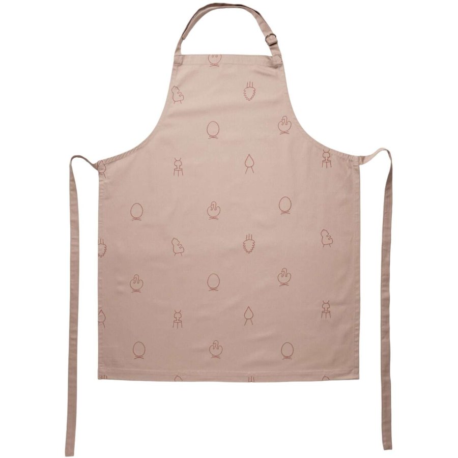 Brainchild Schrze, Beige mit rosa Stickerei