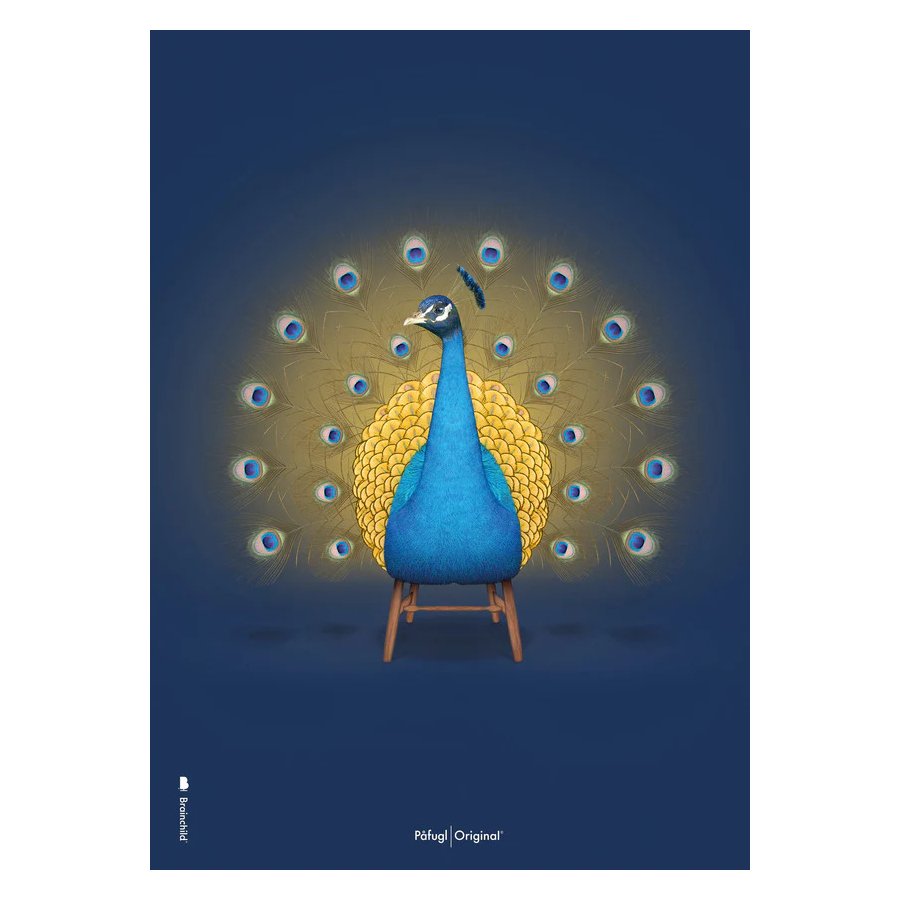 Brainchild Pfau-Poster A5, Dunkelblau