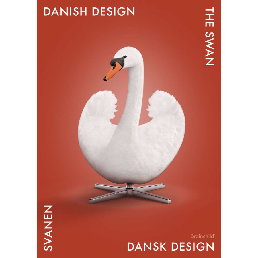 Brainchild Danish Design Svanen Plakat 30x40 cm, Rd