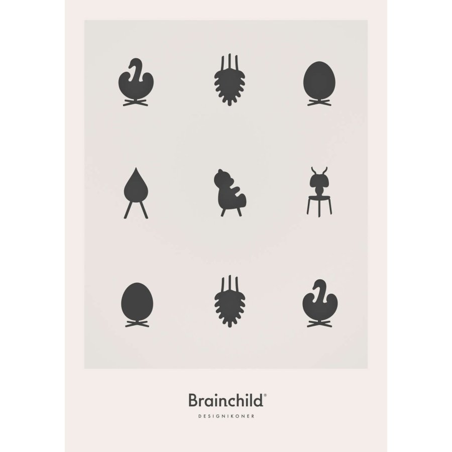 Brainchild Designikoner Plakat A5, Lysegr