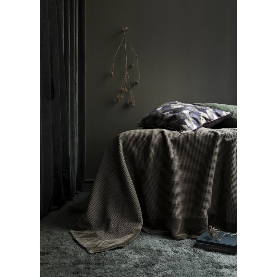 Cozy Living Nordic Waffle Sengetppe 220x260 cm, Army