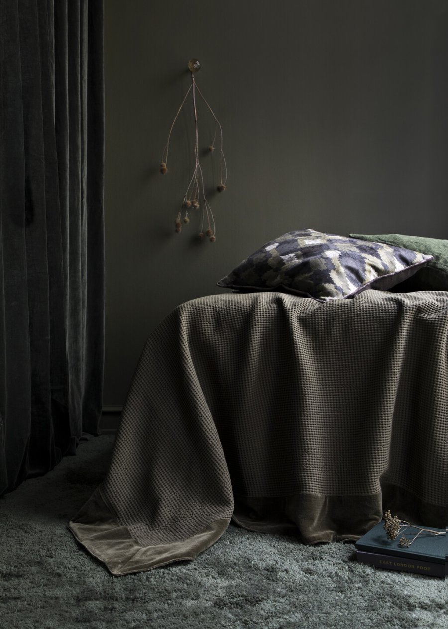 Cozy Living Nordic Waffle Sengetppe 220x260 cm, Army