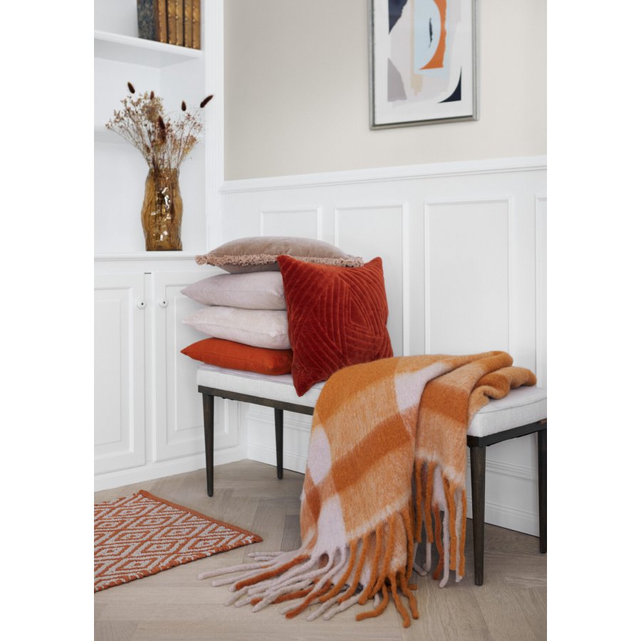 Cozy living Mathea Decke 130x170 cm, Check Orange