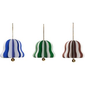 OYOY Christmas Bell Papirornament 3 stk. 8 cm, Nutmeg/Gr�n/Bl�