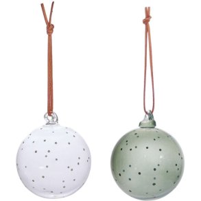 OYOY Natale Christmas Glaskugle 2 stk. �7 cm, Klar/Gr�n
