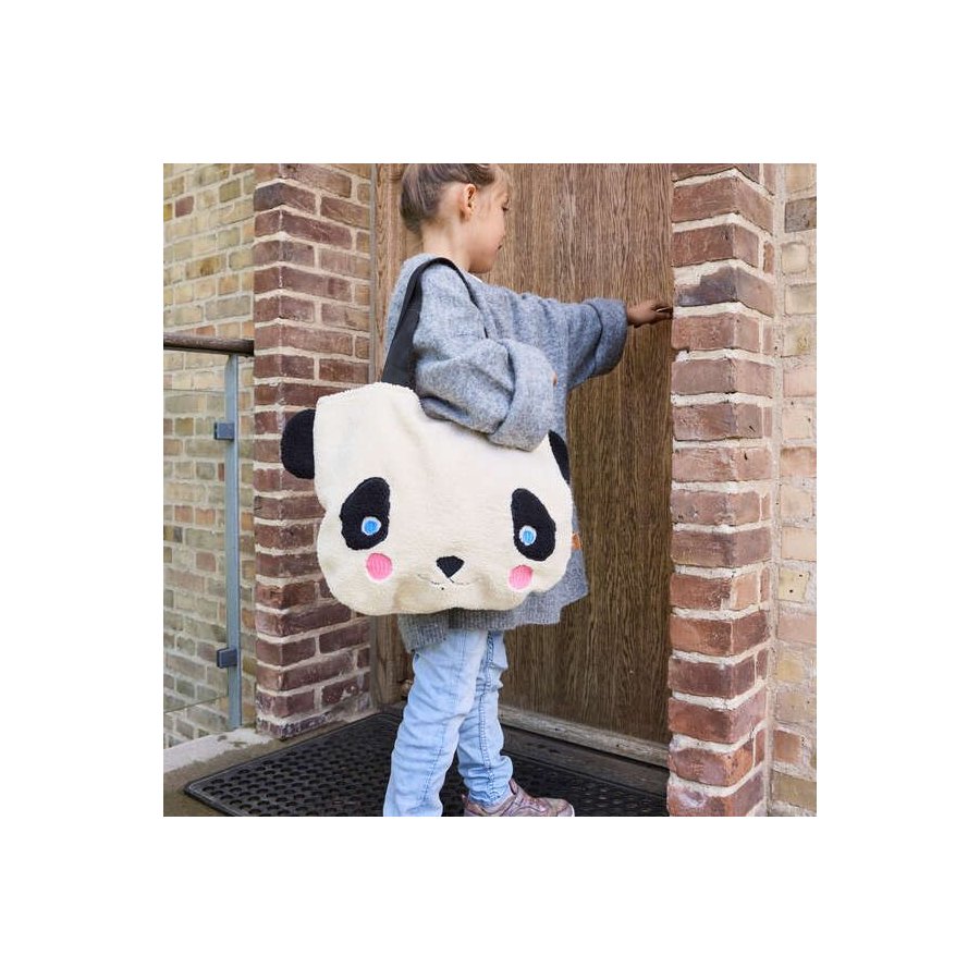 OYOY Mini Darling Panda Stoffbeutel 40x32 cm, Wei&szlig;/Schwarz