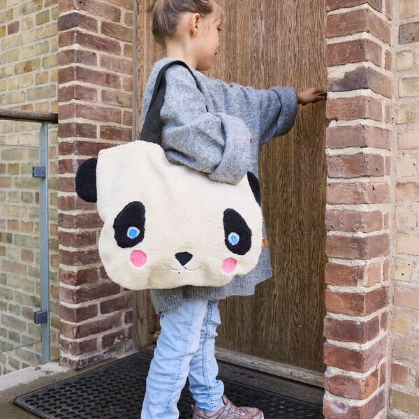 OYOY Mini Darling Panda Stoffbeutel 40x32 cm, Wei&szlig;/Schwarz