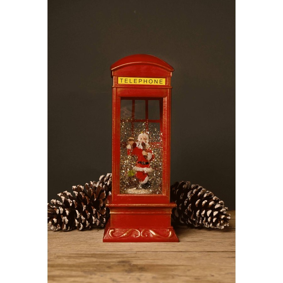 Det Gamle Apotek Glitzerlampe Telefonzelle H26 cm, Rot