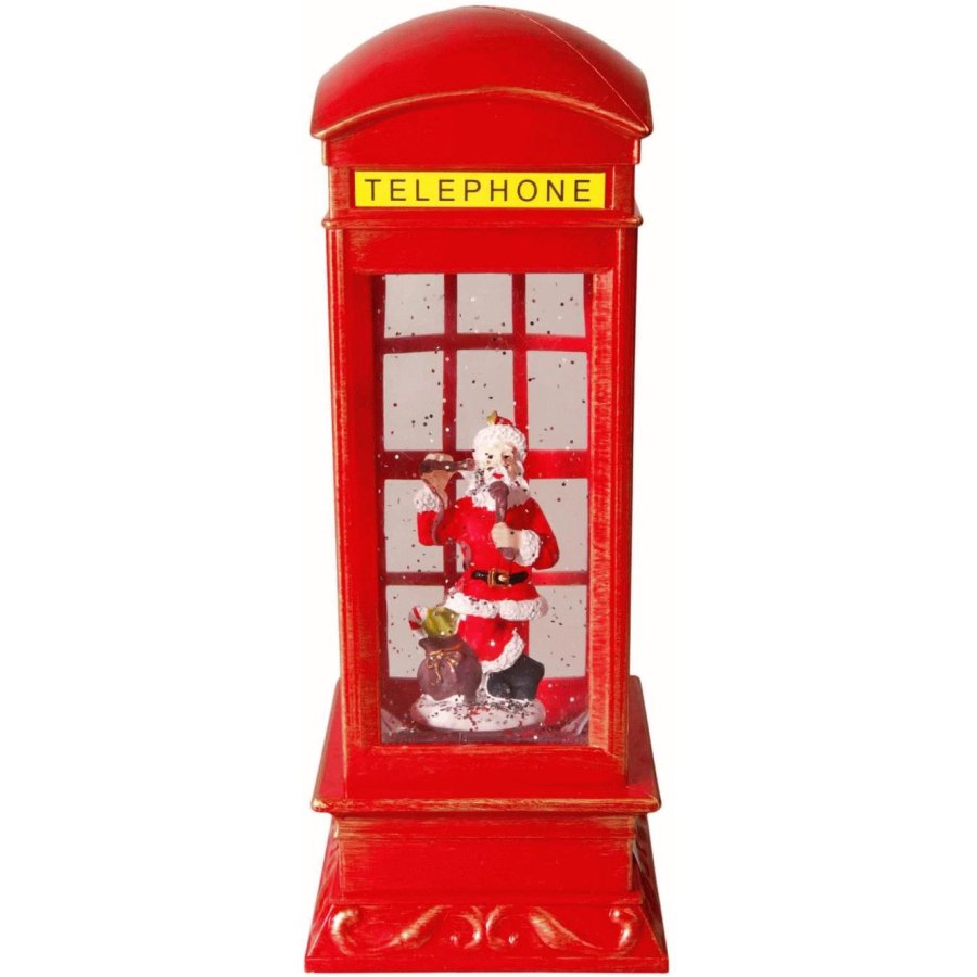 Det Gamle Apotek Glitzerlampe Telefonzelle H26 cm, Rot