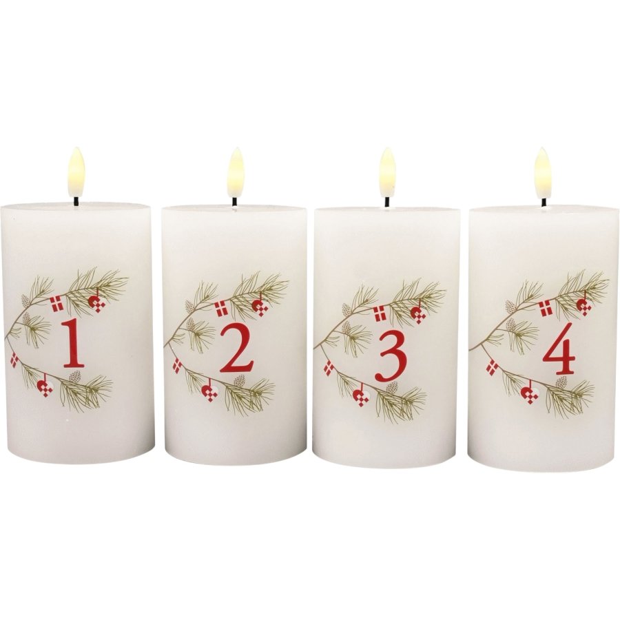 Det Gamle Apotek Adventskerzen 4er Set 7,5  H15,5 cm, Wei