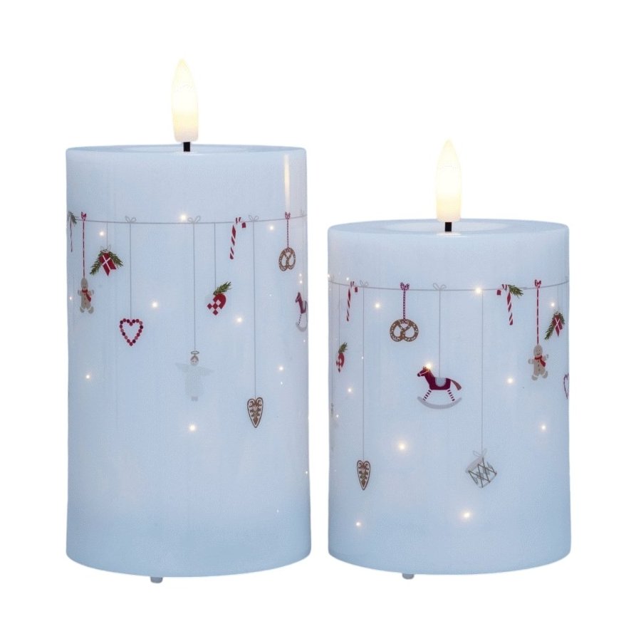 Det Gamle Apotek Blockkerze LED 2er Set 7,5 cm, Christmas Holidays
