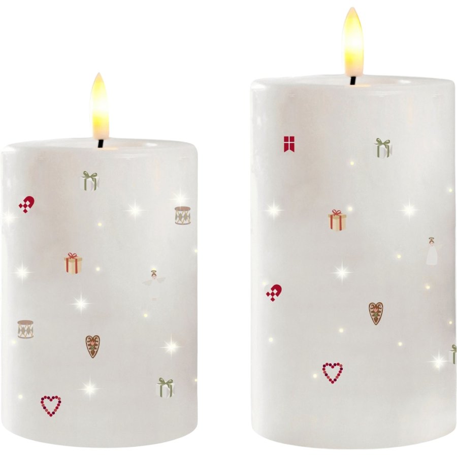 Det Gamle Apotek Stabkerze LED 2er Set 7,5 cm, Christmas Holidays