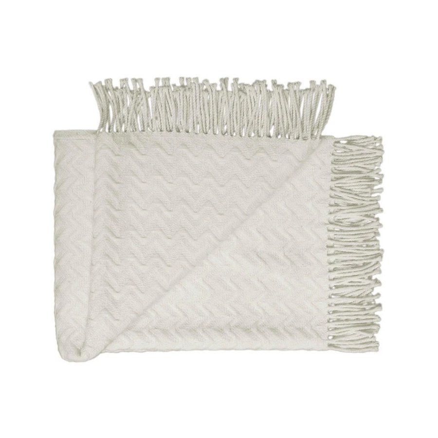 Silkeborg Uldspinderi Evelyn Wave Plaid 130x190 cm, Hvid