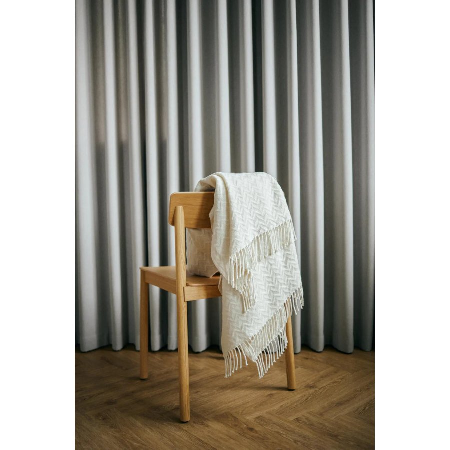 Silkeborg Uldspinderi Evelyn Wave Plaid 130x190 cm, Hvid