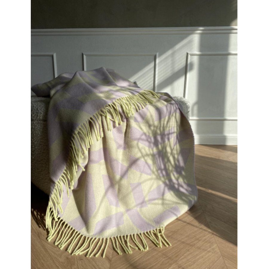 Silkeborg Uldspinderi Dashes Plaid 130x190 cm, Lilac Yellow