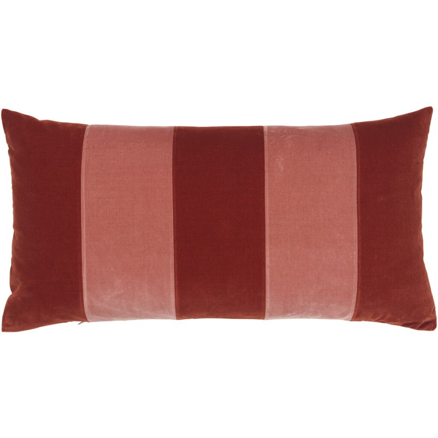 Christina Lundsteen Stripe Velvet Pude 40x80 cm, Dark Red/Blush
