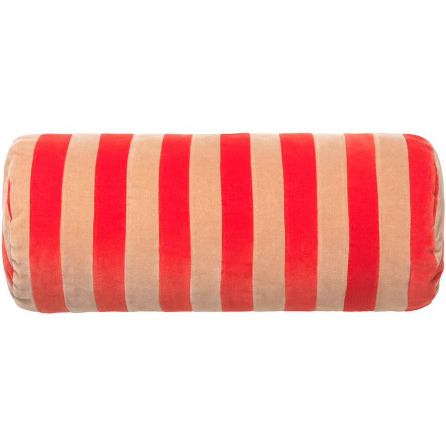 Christina Lundsteen Stripe Bolster Pude Ø14x40 cm, Tomato/Beige