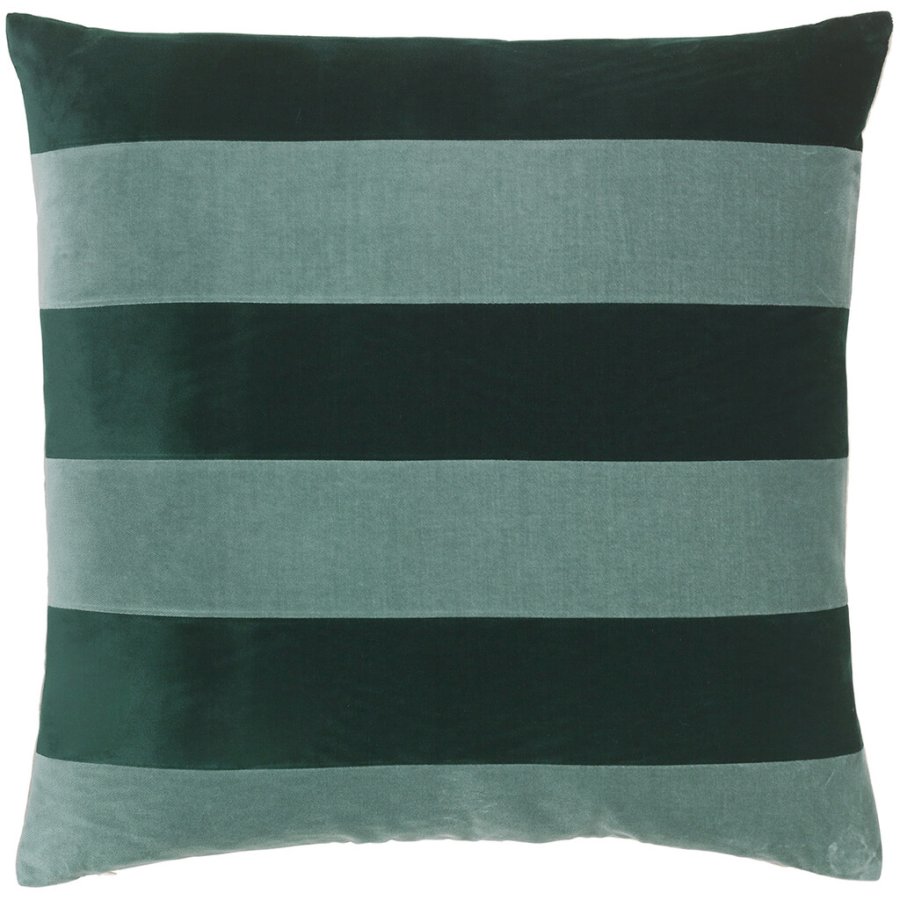 Christina Lundsteen Stripe Velvet Pude 55x55 cm, Pale Blue/Emerald
