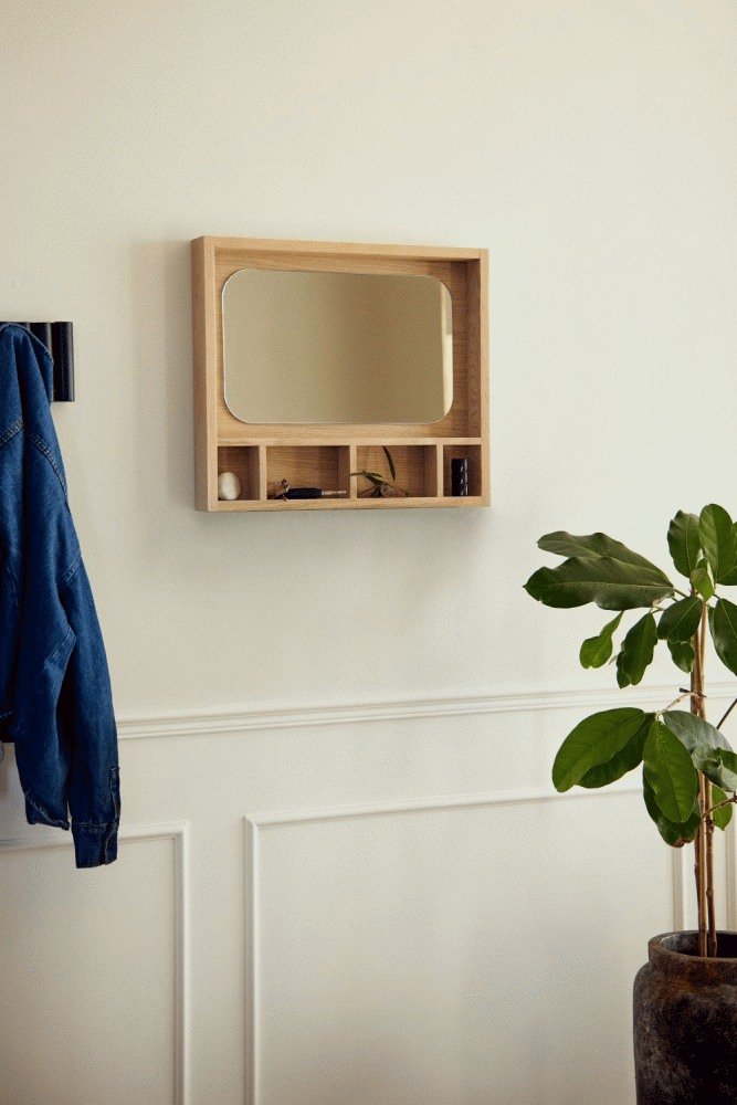 Andersen Furniture Glance Spiegel mit Ablage 45x52 cm, Eiche