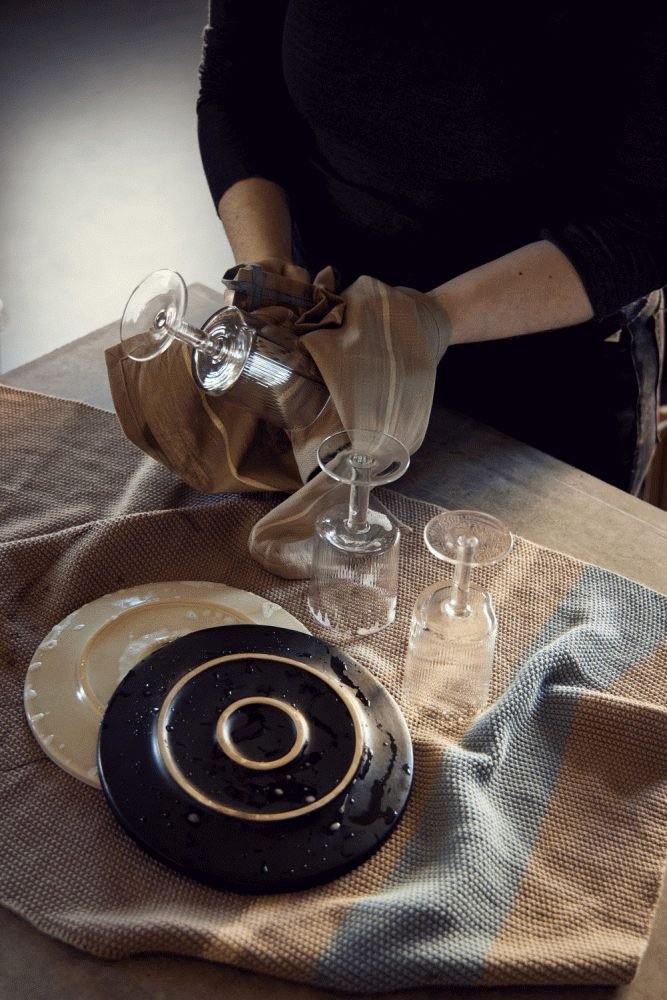 Andersen Furniture Kchentuch 50x80 cm, Beige/Blau