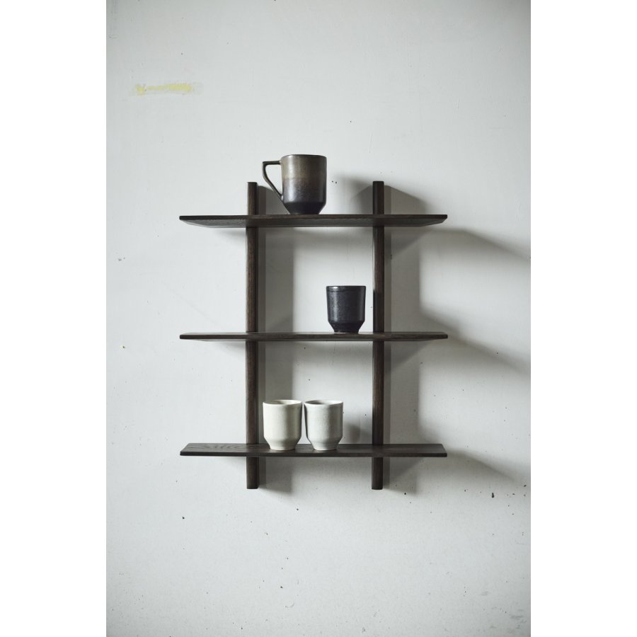 Muubs Noir Wandregal 50x60 cm, Dunkel Gebeizte Eiche