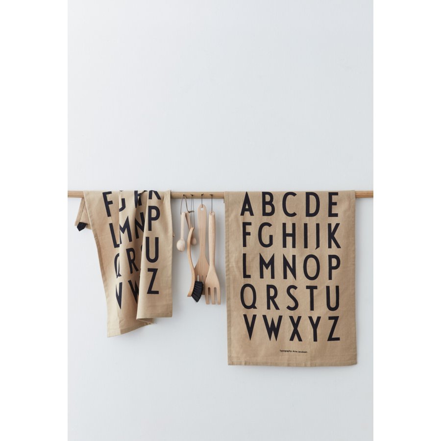 DESIGN LETTERS Klassisches Geschirrtuch 2er Set 60x40 cm, Beige