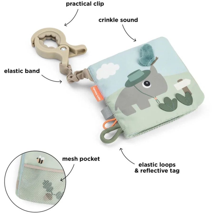 Done by Deer Tiny trails Aktivitetsbog 12,5x12,5 cm, Gr�n/Bl�
