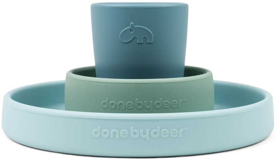 Done by Deer Happy Clouds Spisestel 3 Dele, Bl
