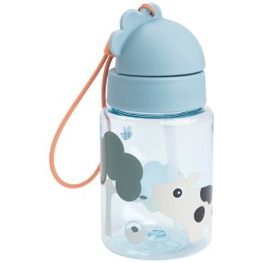 Done by Deer Tiny Farm Trinkdose mit Strohhalm 280 ml, Blau
