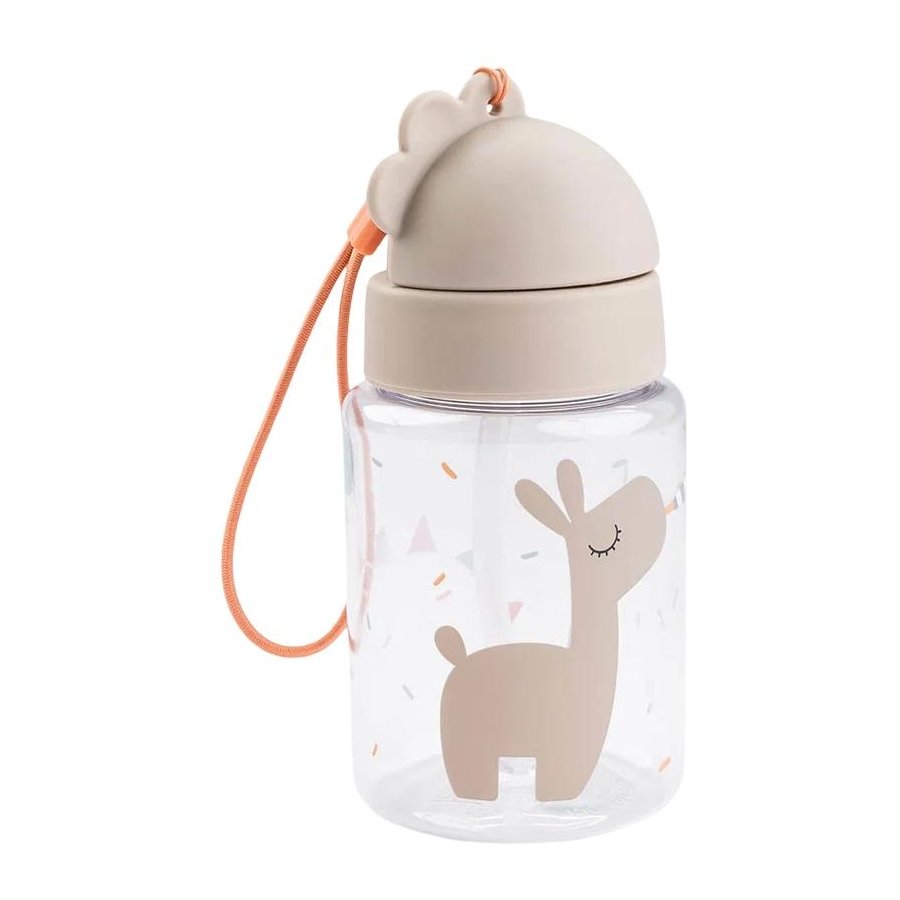 Done by Deer Celebration Trinkflasche mit Strohhalm 280 ml, Sand