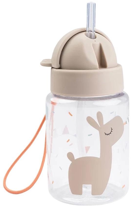 Done by Deer Celebration Trinkflasche mit Strohhalm 280 ml, Sand