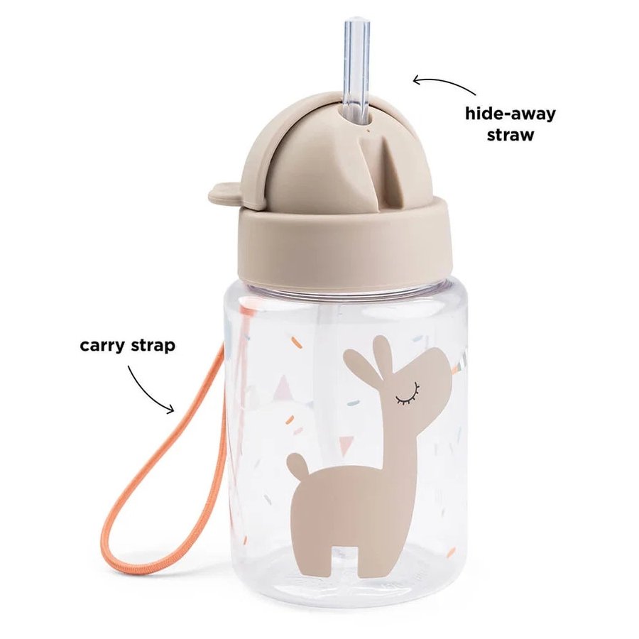 Done by Deer Celebration Trinkflasche mit Strohhalm 280 ml, Sand