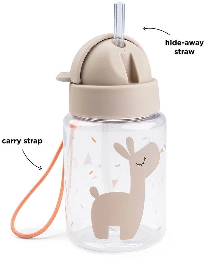 Done by Deer Celebration Trinkflasche mit Strohhalm 280 ml, Sand