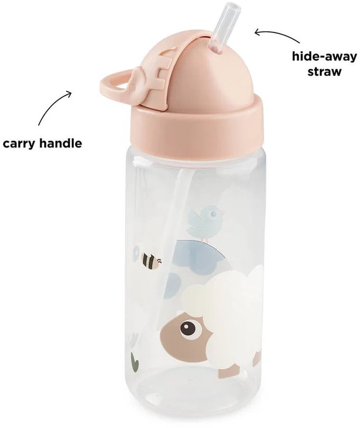 Done by Deer Tiny Farm Trinkflasche mit Strohhalm 350 ml, Pulver