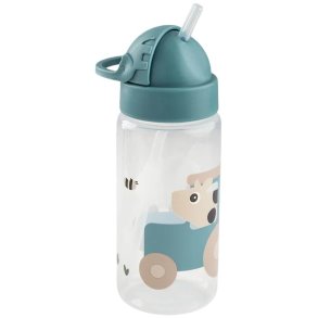 Done by Deer Tiny Farm Trinkflasche mit Strohhalm 350 ml, Blau