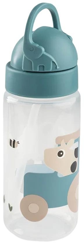 Done by Deer Tiny Farm Trinkflasche mit Strohhalm 350 ml, Blau
