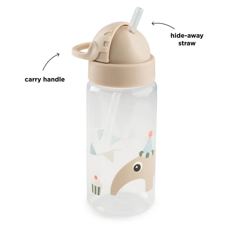 Done by Deer Celebration Trinkflasche mit Strohhalm 350 ml, Sand