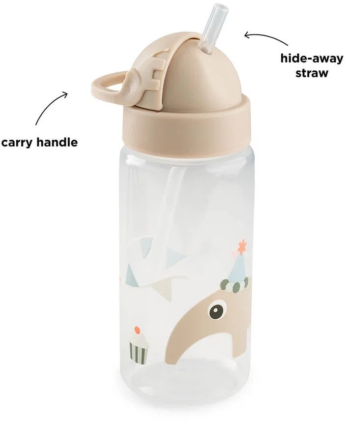 Done by Deer Celebration Trinkflasche mit Strohhalm 350 ml, Sand