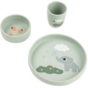 Done by Deer Elphee Stick&Stay Essgeschirr mit Saugnapf 3-teilig, Gr�n