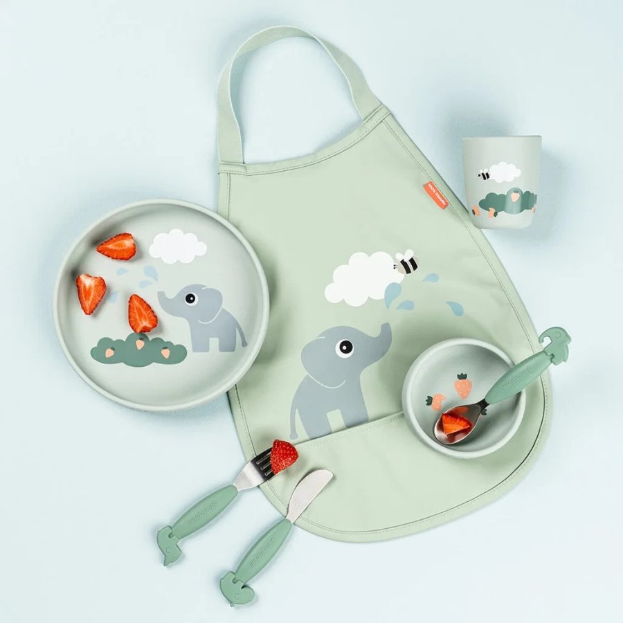 Done by Deer Elphee Stick&Stay Essgeschirr mit Saugnapf 3-teilig, Gr�n