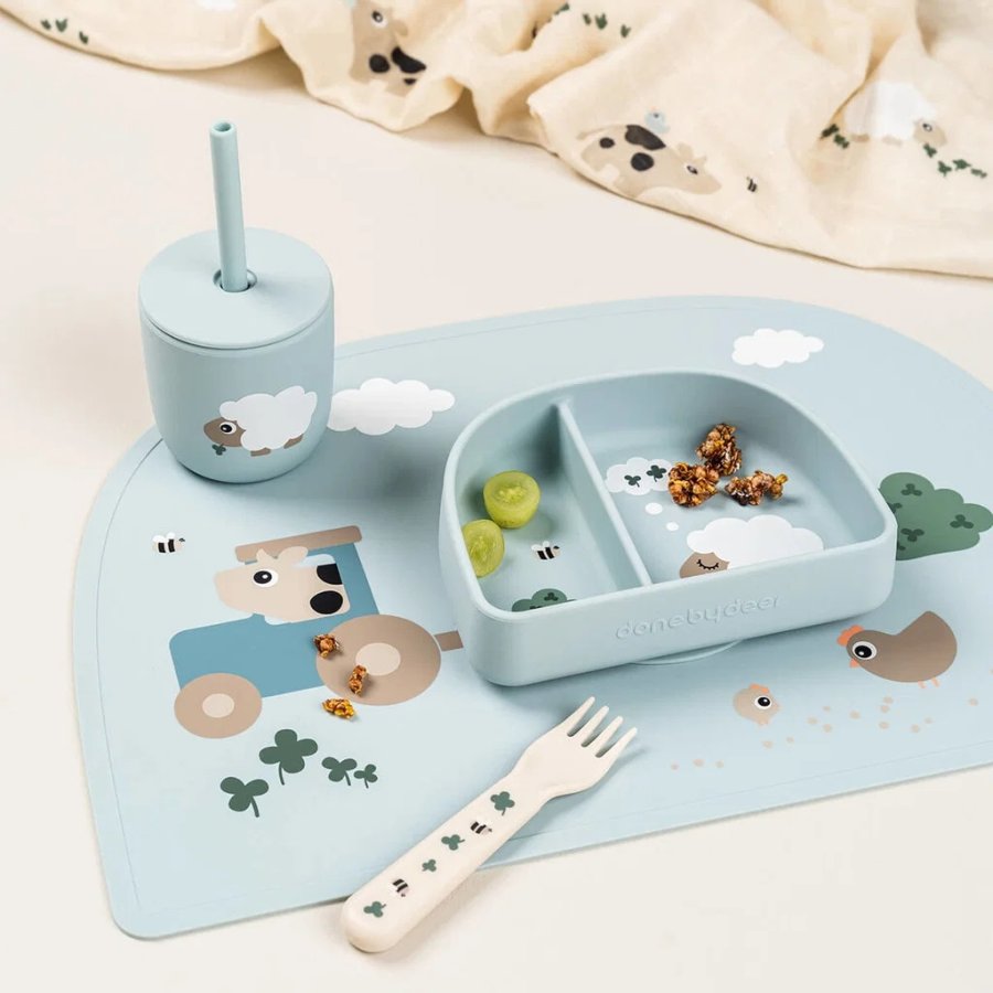 Done by Deer Tiny Farm Becher 2er Set 120 ml, Blau