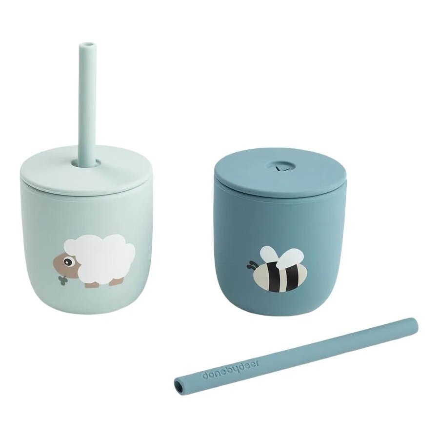 Done by Deer Tiny Farm Becher 2er Set 120 ml, Blau