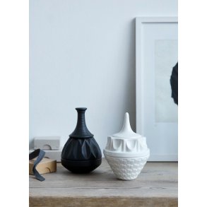 Dottir Nordic Design Samsurium Twinkle Hatter Krukke m. Låg H15 cm, Hvid