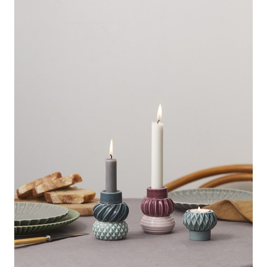 Dottir Nordic Design Samsurium Kerzenstnder 2er Set 6,8 cm, Petrol/Peacock